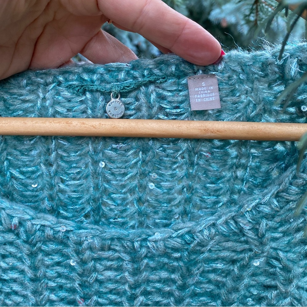 Anthropologie Seafoam Knit Sparkle Sweater - Picture 7 of 16